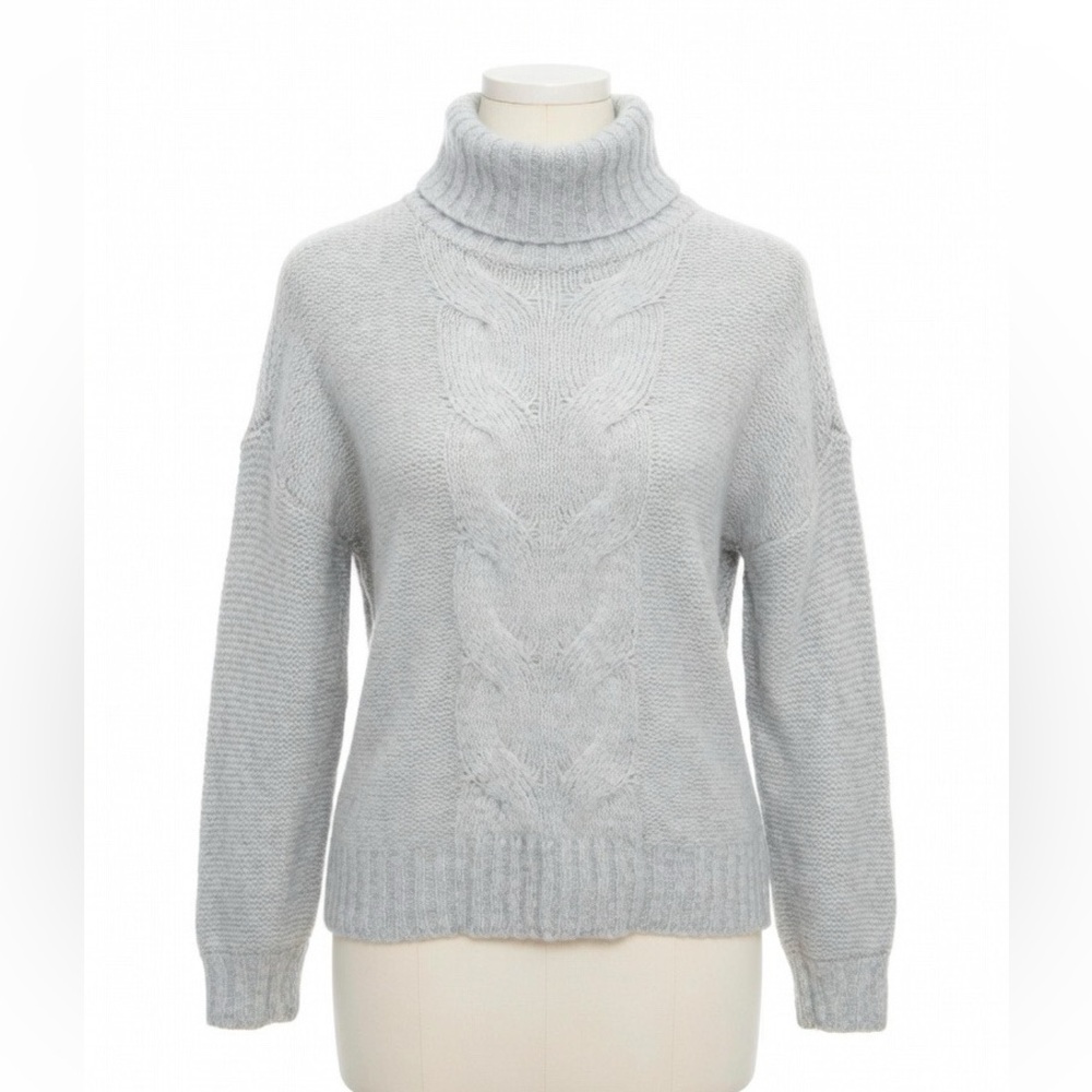 Aerie Happy Place Women’s cable knit Turtleneck SweaterLight Gray Sz XS